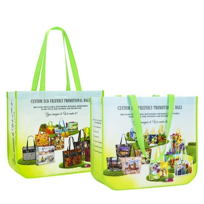 Custom Full-Color Laminated Non-Woven Round Cornered Promotional Tote Bag (16"x14"x6")